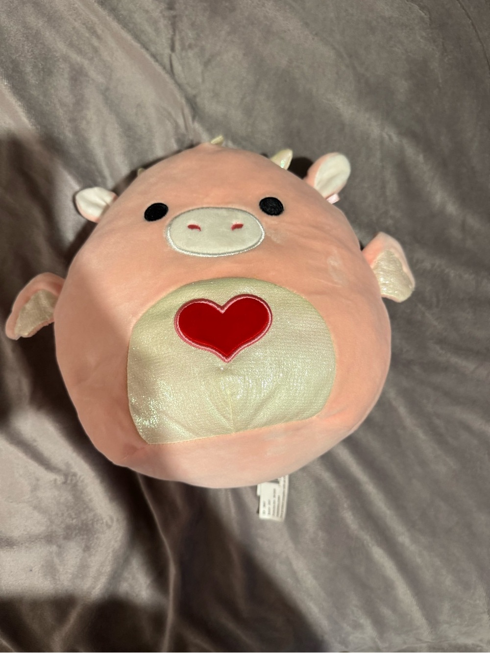 Squishmallows Pink Dragon with Red Heart and Shiny Belly